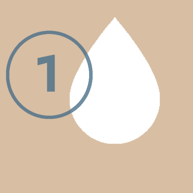 An outline of a drop of water with the number one