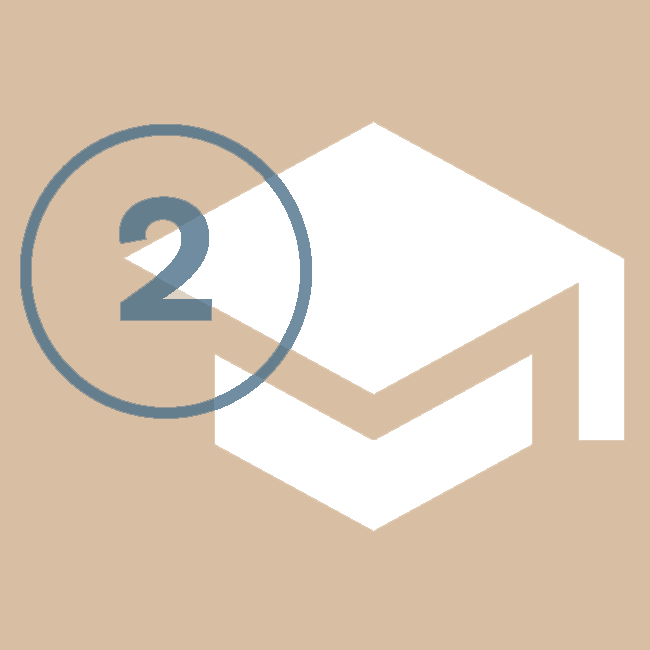 An outline of a graduation cap with the number two