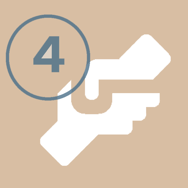 An outline of a handshake with the number four